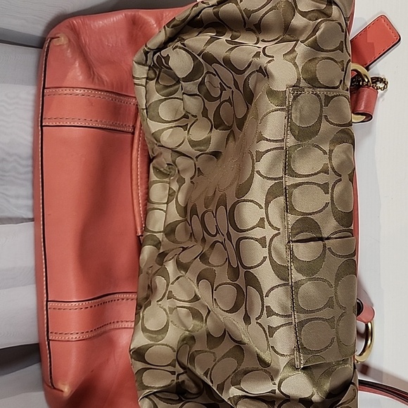 Coach Coral Leather Tote with Gold Accents - Picture 14 of 16